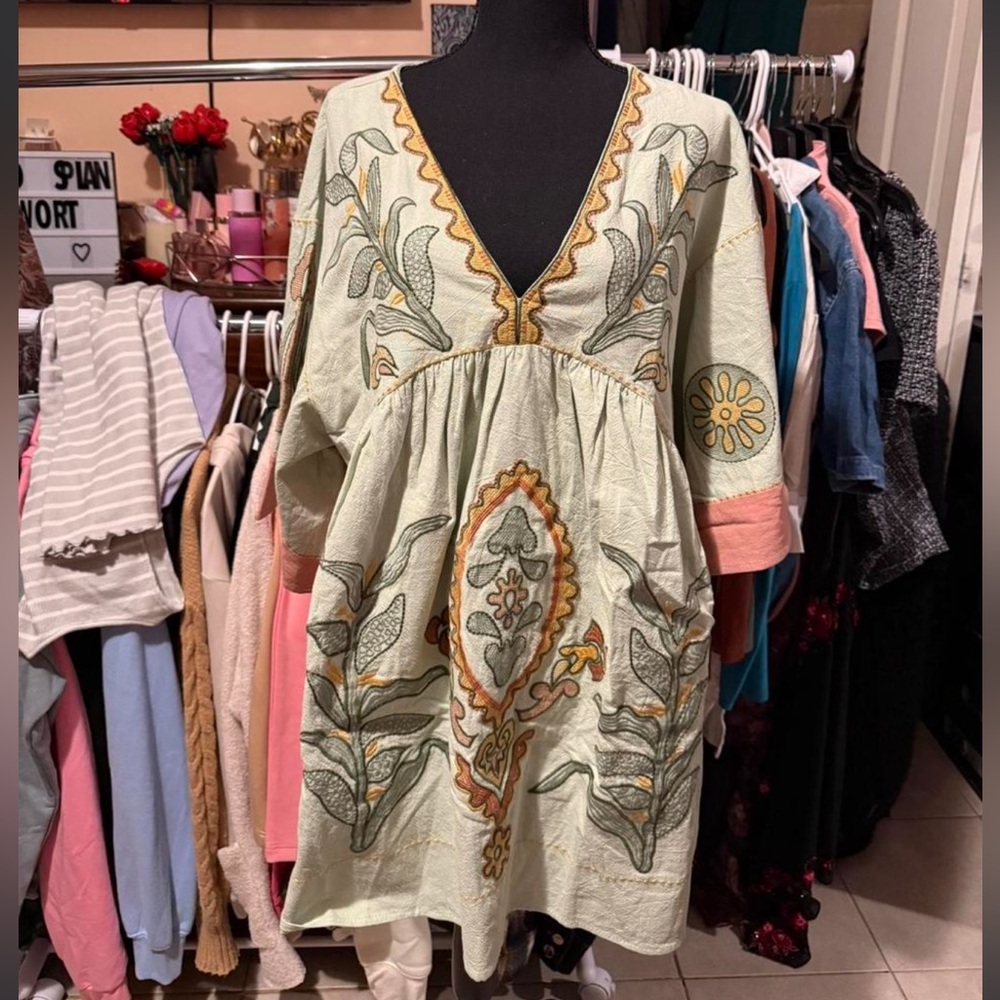 Bohemian Embroidered Tunic Top